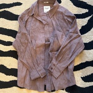 brown oversized linen shirt